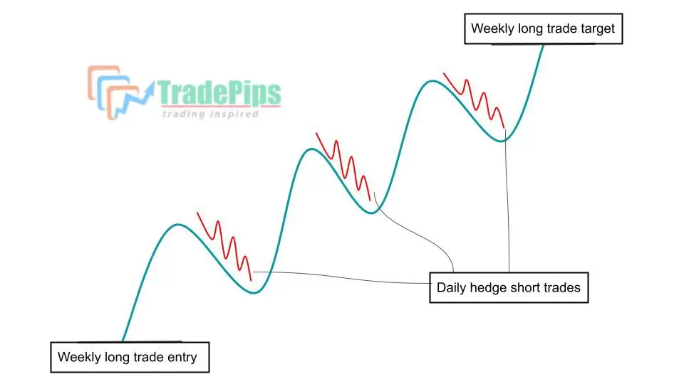 Short term hedge trades against the long term weekly long position
